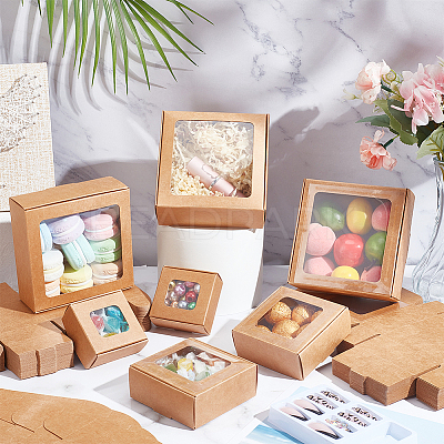 Square Foldable Creative Kraft Paper Box CON-WH0089-20C-1