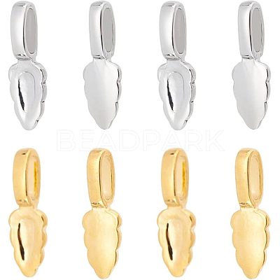 8Pcs 2 Style 304 Stainless Steel Glue-on Flat Pad Pendant Bails STAS-UN0039-95-1