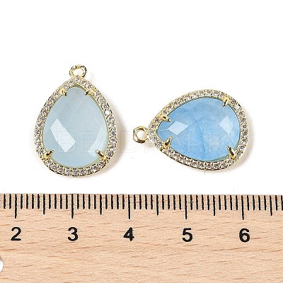 Dyed Natural White Jade Faceted Teardrop Pendants G-I382-01G-04-1