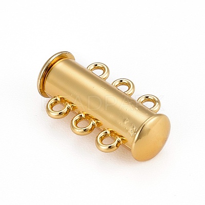 3-Strands 6-Holes Tube Brass Magnetic Slide Lock Clasps X-KK-D473-G-NF-1