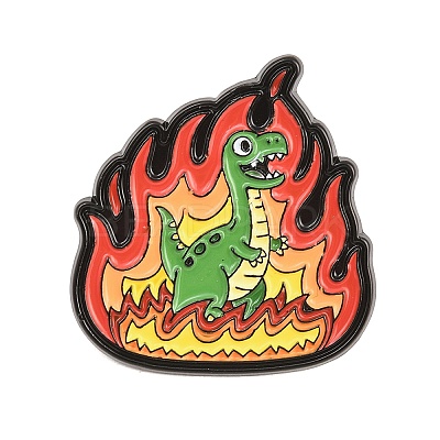 Flaming Animal Alloy Enamel Pins JEWB-G046-05G-1