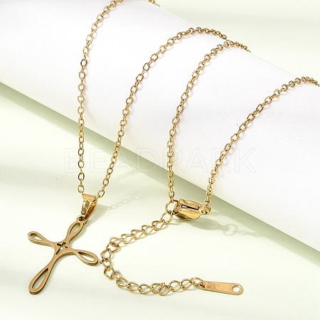 304 Stainless Steel Religion Cross Pendant Necklaces SA-CBAB727-02G-1
