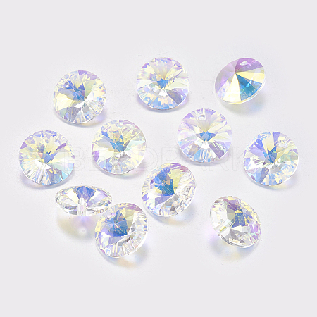 Faceted Glass Rhinestone Charms X-RGLA-F049-8mm-001AB-1