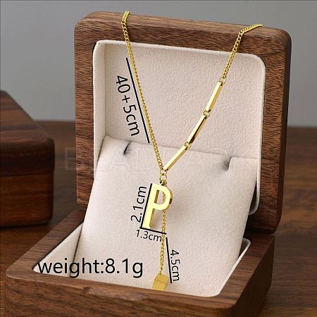 304 Stainless Steel Initial Pendant with Dice Tassel Necklaces FS-WGD823D-16-1