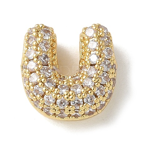 Brass Micro Pave Cubic Zirconia Beads KK-P290-61G-U-1