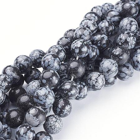 Natural Snowflake Obsidian Beads Strands GSR10mmC009-1