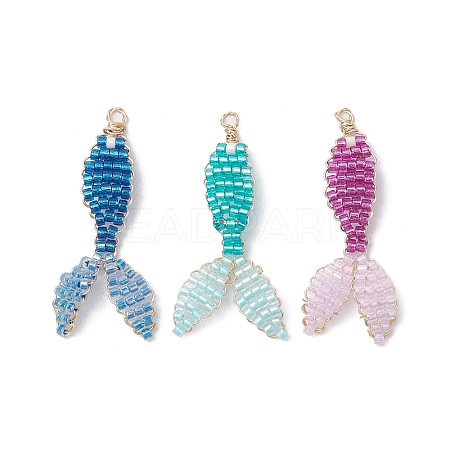 3Pcs 3 Colors Seed Beads Beaded Pendants PALLOY-MZ00222-1