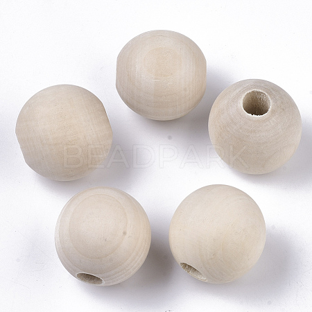 Unfinished Natural Wood Beads WOOD-Q041-04B-1