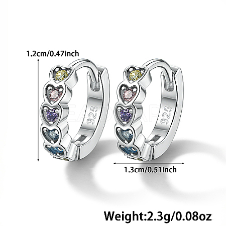 Rhodium Plated 925 Sterling Silver Heart-shaped Cubic Zirconia Hoop Earring for Women ES9944-5-1