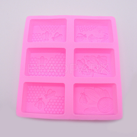 Rectangle Bees Food Grade Silicone Molds X-DIY-WH0176-74-1