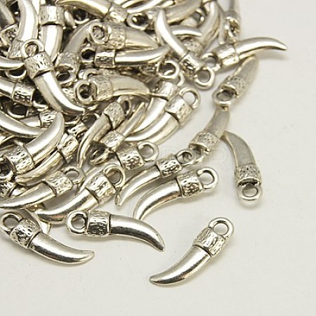 Tibetan Style Alloy Italian Horn Pendants TIBEP-EA13608Y-FF-1