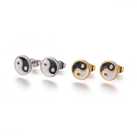 Feng Shui 304 Stainless Steel Stud Earrings EJEW-I235-16-1