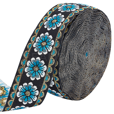 Polyester Ethnic Style Flower Embroidery Lace Ribbon OCOR-WH0067-48C-1
