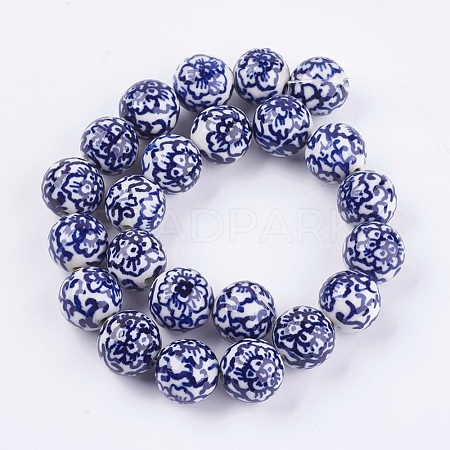 Handmade Blue and White Porcelain Beads PORC-G002-10-1