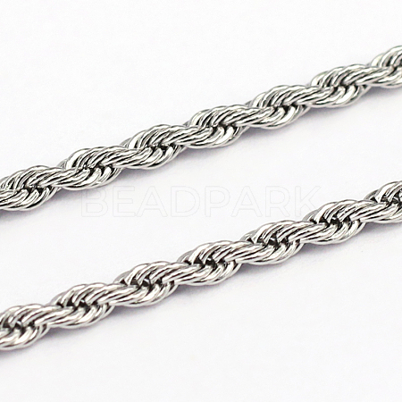 Tarnish Resistant 304 Stainless Steel Rope Chains CHS-O005-43G-1