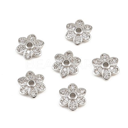 Brass Micro Pave Clear Cubic Zirconia Bead Caps CU-CBA6A75-30P-1