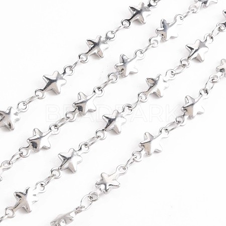 Non-Tarnish 201 Stainless Steel Star & Oval Link Chains STAS-N092-107-1