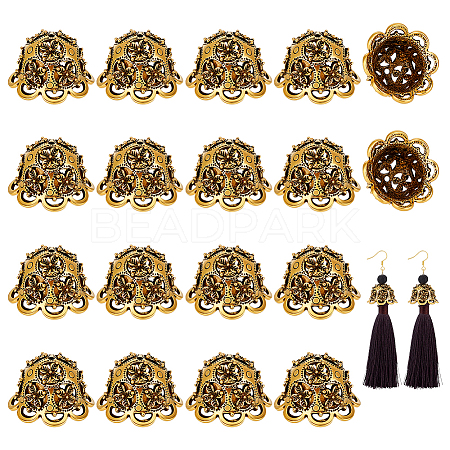 24Pcs Tibetan Style Alloy Bead Caps TIBE-PH0002-63AG-1