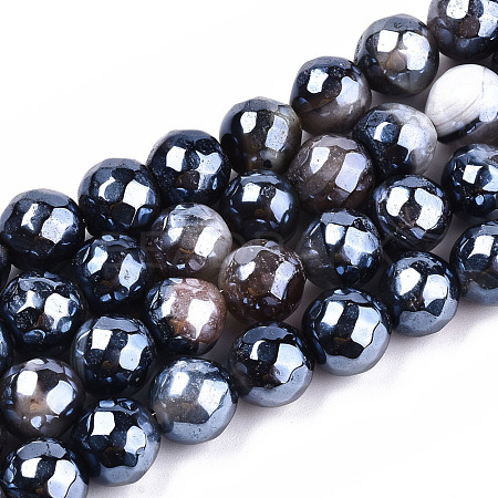 Electroplate Natural Fire Crackle Agate Beads Strands G-T131-54A-1