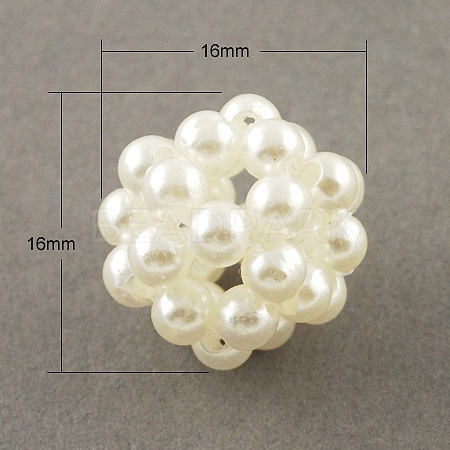 Handmade ABS Plastic Imitation Pearl Woven Beads WOVE-R030-1