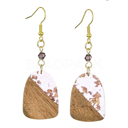 Resin & Walnut Wood Arch Dangle Earrings EJEW-JE05506-05-1