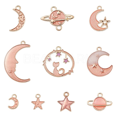 10Pcs 10 Style Alloy Enamel Pendants & Connector Charms ENAM-YW0003-08-1