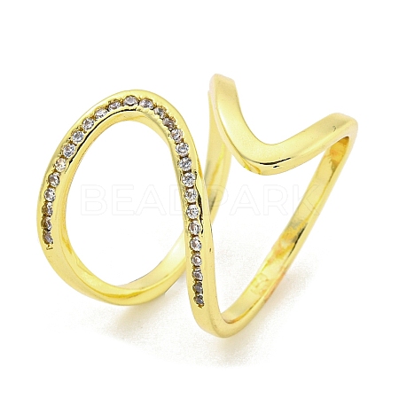 Brass Micro Pave Cubic Zirconia Cuff Rings RJEW-L113-001G-1