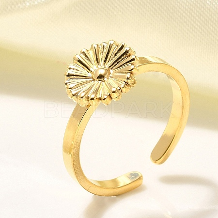 304 Stainless Steel Open Cuff Ring for Women RJEW-B109-01G-01-1