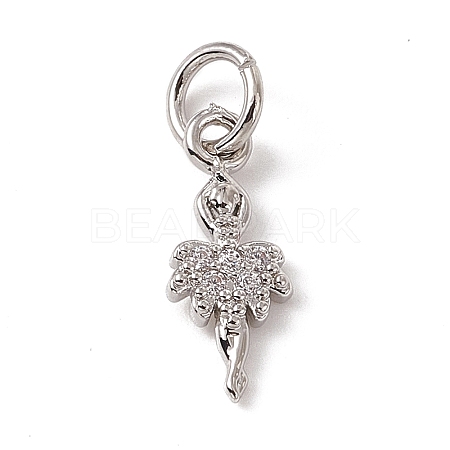 Brass Micro Pave Cubic Zirconia Charms ZIRC-F132-11P-1