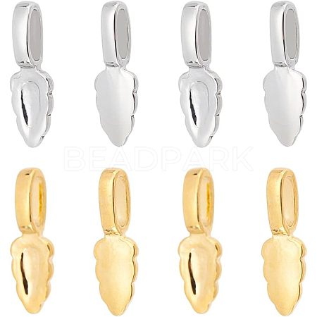 Unicraftale 8Pcs 2 Style 304 Stainless Steel Glue-on Flat Pad Pendant Bails STAS-UN0039-95-1