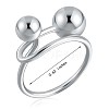 Rhodium Plated 925 Sterling Silver Double Balls Cuff Ring for Women JR911A-3