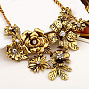 Retro Alloy Crystal Rhinestone Flower Pendant Bib Necklaces for Women FS-WGB73F9-02-2