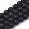 Natural Black Stone Bead Strands G-R193-01-10mm-1