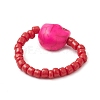 7Pcs Glass Seed & Dyed Synthetic Turquoise Finger Rings for Women RJEW-TA00209-5