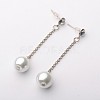 Stylish Wedding Jewelry Glass Pearl Ball Dangle Stud Earrings EJEW-PJE750-2