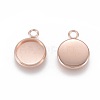 201 Stainless Steel Pendant Cabochon Settings X-STAS-F191-14RG-B-1