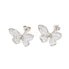 Brass Micro Pave Cubic Zirconia Stud Earring Findings CU-CBAA5EE-03P-A-1