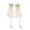 Crystal Rhinestone Dangle Stud Earrings with Imitation Pearl EJEW-C037-02D-LG-1