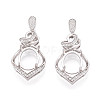 925 Sterling Silver Micro Pave Cubic Zirconia Pendants Claw Cabochon Settings STER-N016-49P-1