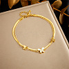 304 Stainless Steel Pave Natural Shell Charm Double Layer Anklets for Women FS-WGA3011-04-1