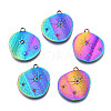 Rack Plating Rainbow Color 304 Stainless Steel Pendants Rhinestone Settings STAS-S119-121-1