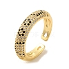 Flower Brass Micro Pave Clear Cubic Zirconia Cuff Rings for Women RJEW-G311-02D-G-1