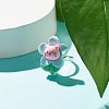 Flower with Cat Resin Adjustable Ring RJEW-JR00424-01-2
