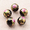 Flower Picture Printed Glass Round Beads GLAA-J087-12mm-A09-1