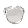 Flower 304 Stainless Steel Cuff Ring Components STAS-P454-05E-P-2