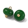 Natural White Jade Dyed Saucer Charms with Rack Plating Golden Tone Brass Bails KK-B103-17B-04-2
