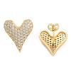 Brass Micro Pave Clear Cubic Zirconia Stud Earrings EJEW-U005-12C-G-2