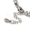 304 Stainless Steel Flat Round Charm Bracelet with Clear Cubic Zirconia BJEW-B057-03P-4