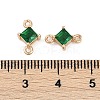 Brass Pave Glass Rhombus Links Connector Charms GLAA-Q088-001F-3