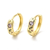 Cubic Zirconia Star & Heart Geometry Hoop Earrings EJEW-E270-32G-2